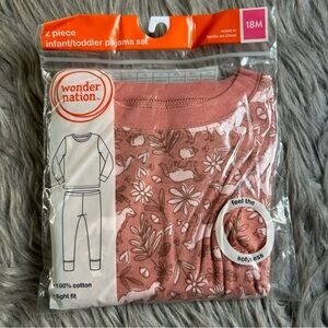 Wonder Nation Forest Animals Two Piece Pajama Set Baby Girl’s Size 18 Months Pjs
